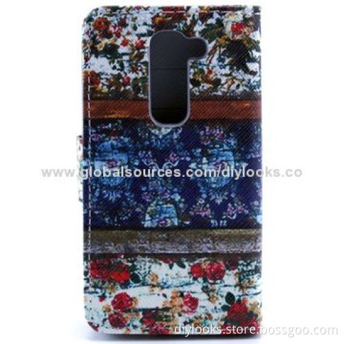 Flower Pattern Flip Leather Case with Holder